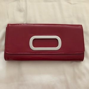 Aldo red patent clutch